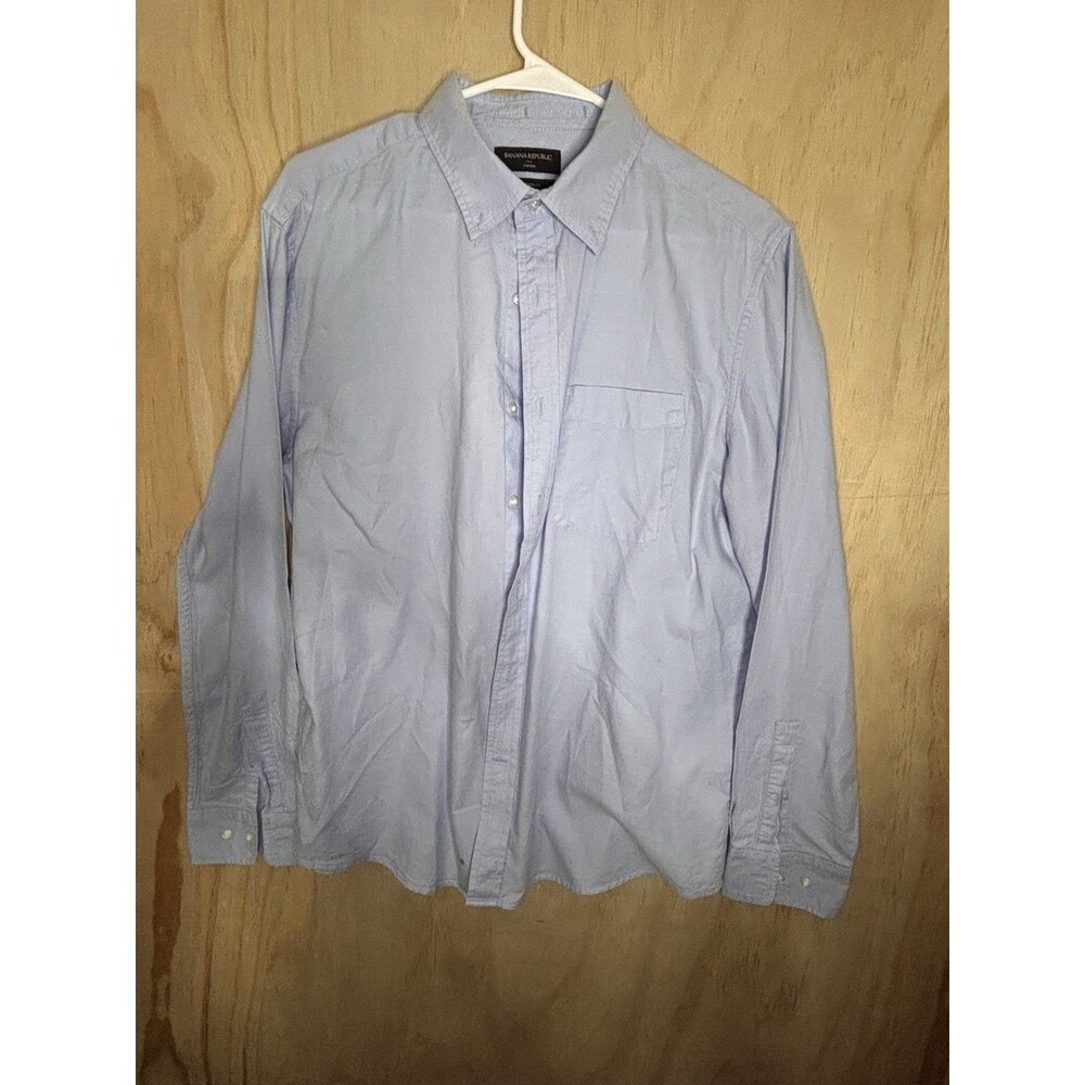 Banana Republic Relaxed Fit Long Sleeve Button Down Shirt 100% Cotton Blue Large